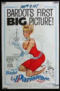 v013 LA PARISIENNE one-sheet movie poster '58 sexy Brigitte Bardot!