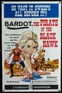 v014 PIRATE OF THE BLACK HAWK one-sheet movie poster '61 Mijanou Bardot
