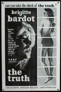 v016 TRUTH one-sheet movie poster '61 Brigitte Bardot, Clouzot, La Verite!