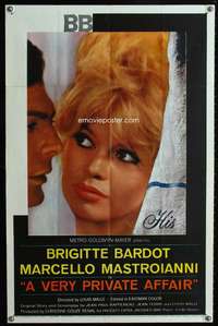 v018 VERY PRIVATE AFFAIR one-sheet movie poster '62 sexy Brigitte Bardot!
