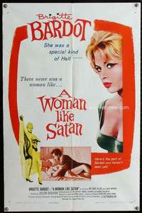 v020 WOMAN LIKE SATAN one-sheet movie poster '59 sexy Brigitte Bardot!