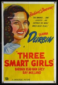 w573 3 SMART GIRLS Aust 1sh movie poster R50s Deanna Durbin, Barnes