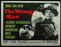 w288 WRONG MAN British quad movie poster '57 Henry Fonda, Hitchcock