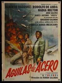 w292 AGUILAS DE ACERO Mexican poster movie poster '71 fighter planes!