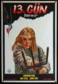 w043 FRIDAY THE 13th 2 Turkish movie poster '81 cool Omer Muz art!