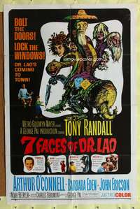 a031 7 FACES OF DR LAO one-sheet movie poster '64 Tony Randall, cool image!