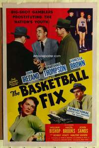 a062 BASKETBALL FIX one-sheet movie poster '51 rigged sports betting!