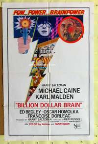 a081 BILLION DOLLAR BRAIN one-sheet movie poster '67 Michael Caine, Malden