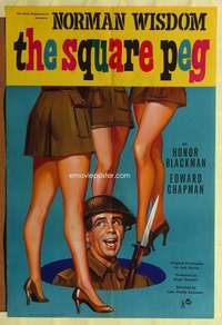 a013 SQUARE PEG English one-sheet movie poster '58 Honor Blackman, sexy legs