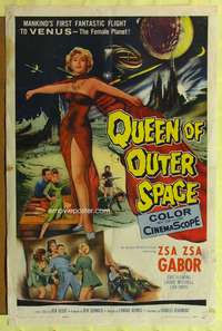 a719 QUEEN OF OUTER SPACE one-sheet movie poster '58 sexy Zsa Zsa Gabor!