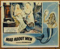 b650 MAD ABOUT MEN English movie lobby card '54 mermaid Glynis Johns!