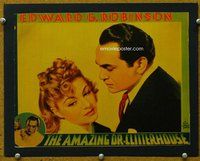 b208 AMAZING DR CLITTERHOUSE movie lobby card '38 Edward G. Robinson