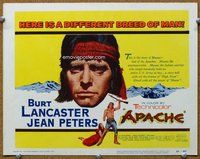 b014 APACHE title movie lobby card '54 Burt Lancaster, Native Americans!