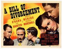 b020 BILL OF DIVORCEMENT title movie lobby card '40 Maureen O'Hara, Menjou