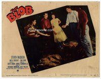 b265 BLOB movie lobby card #5 '58 McQueen stands where monster landed