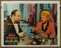 b150 BORN YESTERDAY movie lobby card '51 classic gin rummy scene!