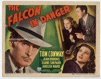 b051 FALCON IN DANGER title movie lobby card '43 Tom Conway as The Falcon!