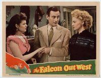 b441 FALCON OUT WEST #3 movie lobby card '44 Tom Conway close up!