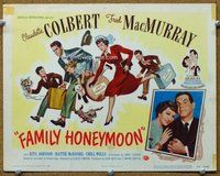 b059 FAMILY HONEYMOON title movie lobby card '48 Claudette Colbert, MacMurray