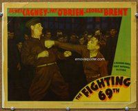 b453 FIGHTING 69th #2 movie lobby card '40 James Cagney punching!