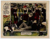 b458 FLAMING FORTIES movie lobby card '24 Harry Carey punches bad guy!