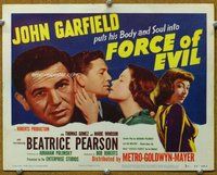 b062 FORCE OF EVIL title movie lobby card '48 John Garfield, Marie Windsor