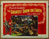 b512 GREATEST SHOW ON EARTH movie lobby card #5 '52 train wreck!