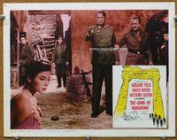b518 GUNS OF NAVARONE movie lobby card '61 Gregory Peck shoots spy!
