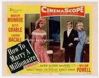 b556 HOW TO MARRY A MILLIONAIRE movie lobby card #5 '53 Monroe, Bacall
