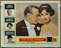 b643 LOVE IN THE AFTERNOON #2 movie lobby card '57 Cooper, Hepburn