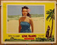 b645 LOVE ISLAND movie lobby card #8 '52 sexy Eva Gabor close up!