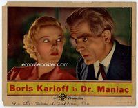 b673 MAN WHO LIVED AGAIN #2 movie lobby card '36 Karloff close up!