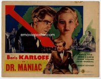 b099 MAN WHO LIVED AGAIN title movie lobby card '36 Boris Karloff, Dr Maniac