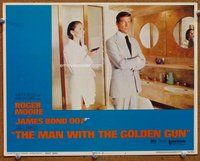 b677 MAN WITH THE GOLDEN GUN movie lobby card #1 '74 Moore as Bond!