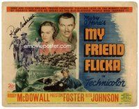b005 MY FRIEND FLICKA signed title movie lobby card '43 Roddy McDowall