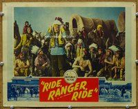 b782 RIDE RANGER RIDE movie lobby card R44 lots of Native Americans!