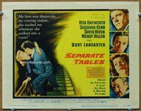 b117 SEPARATE TABLES title movie lobby card '58 Rita Hayworth, Lancaster