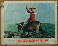 b186 7 FACES OF DR LAO movie lobby card '64 Tony Randall on donkey!
