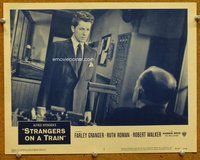 b857 STRANGERS ON A TRAIN movie lobby card #3 R57 Farley Granger c/u!