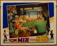 b877 TEXAS BAD MAN movie lobby card '32 great Tom Mix image!