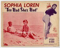b134 TOO BAD SHE'S BAD movie lobby card '54 super sexy Sophia Loren!