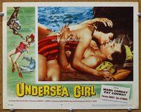 b913 UNDERSEA GIRL movie lobby card #3 '57 super sexy beach kiss!