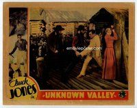 b915 UNKNOWN VALLEY #2 movie lobby card '33 Buck Jones stops a whipping