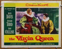 b919 VIRGIN QUEEN movie lobby card #4 '55 Bette Davis, Joan Collins