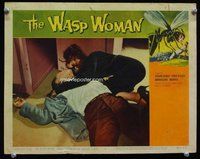 b925 WASP WOMAN movie lobby card #4 '59 female monster with victim!