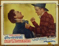 b933 WESTERNER movie lobby card #8 R46 Gary Cooper punching c/u!