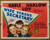 b143 WIFE VS SECRETARY title movie lobby card '36 Gable, Harlow, Loy