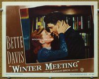 b954 WINTER MEETING movie lobby card #8 '48 Bette Davis kiss close up!