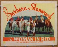 b959 WOMAN IN RED movie lobby card '35 Barbara Stanwyck, polo!