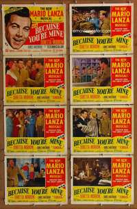 c114 BECAUSE YOU'RE MINE 8 movie lobby cards '52 singin' Mario Lanza!